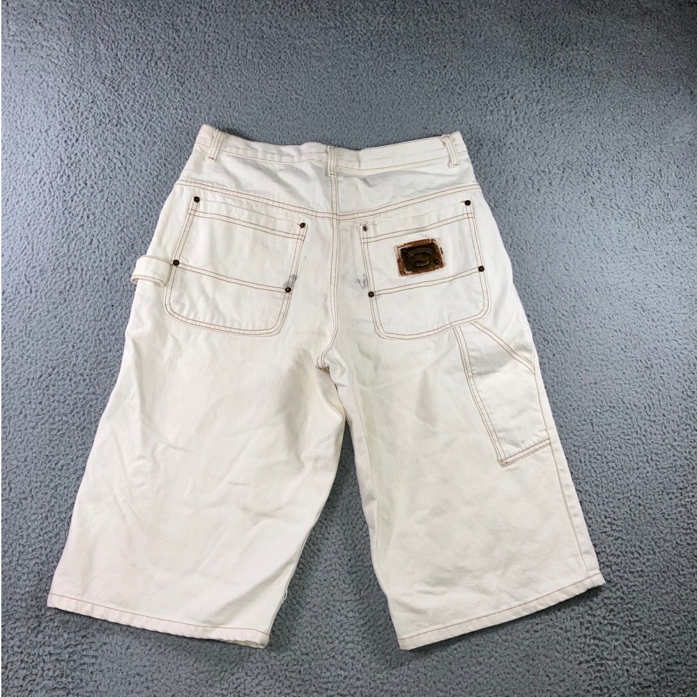 VTG Karl Kani Carpenter Shorts 36x17 Off White Baggy Jorts 90s Street Thrashed
